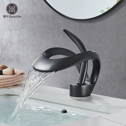 Black Brass New-Style Basin Faucet Bathroom Mixer Tap Hot Cold Water
