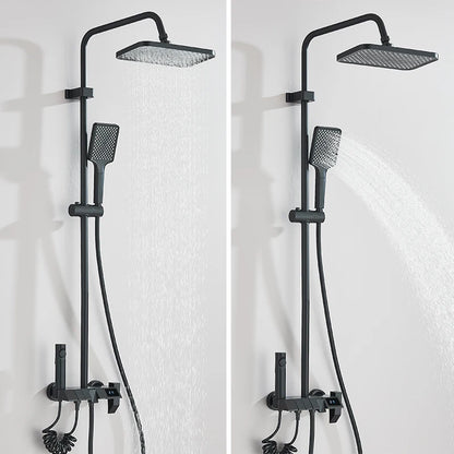 Rozin Black Smart Digital Display Shower Faucet Set Piano Style Rainlfall Bathroom System Grey