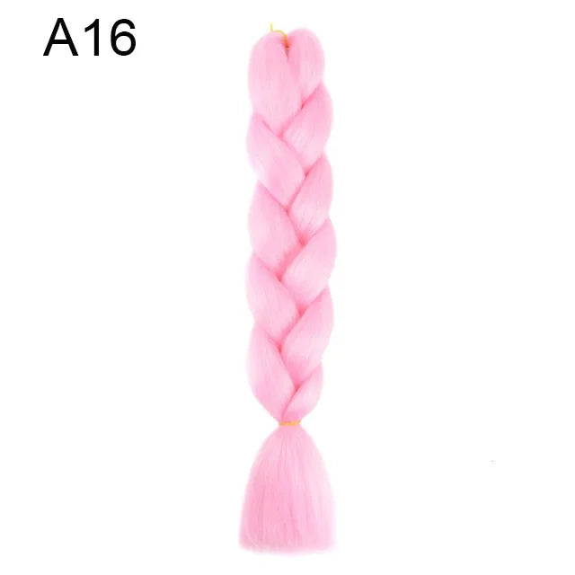 24Inch Synthetic Braiding Hair Extension Ombre Color Rainbow DIY Jumbo Hair Pink Red Blue Hairstyle for Women