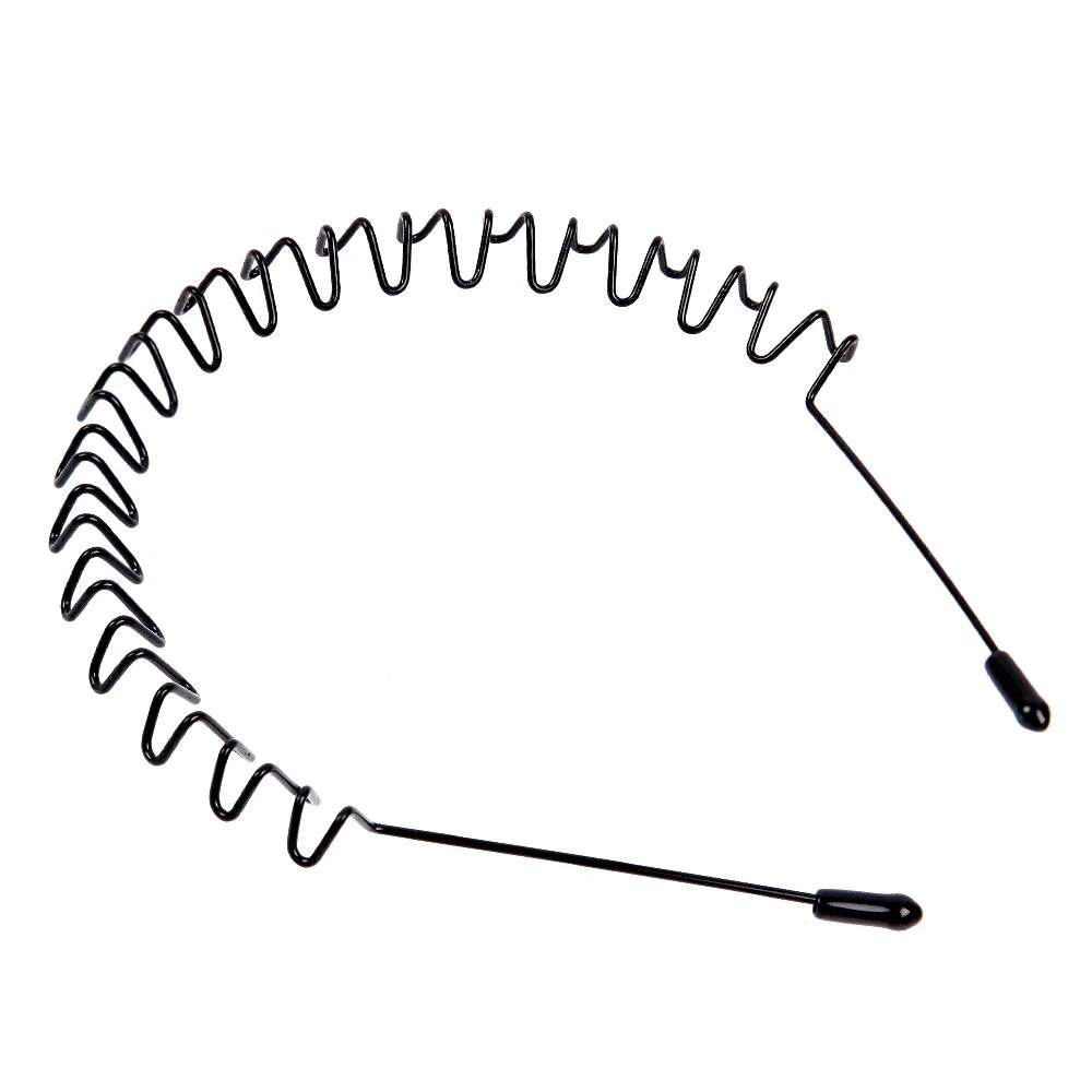 6/1pcs Fashion Metal Hair Band for Men Women Unisex Black Waved Hair Head Hoop Sports Headband