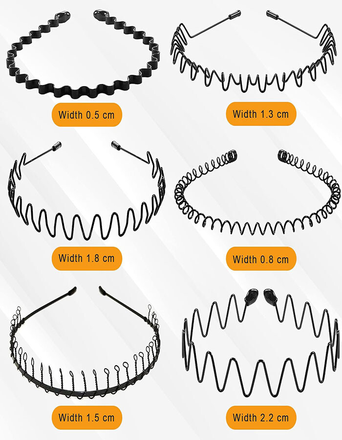 KAC pack of 6 unisex wavy hair bands